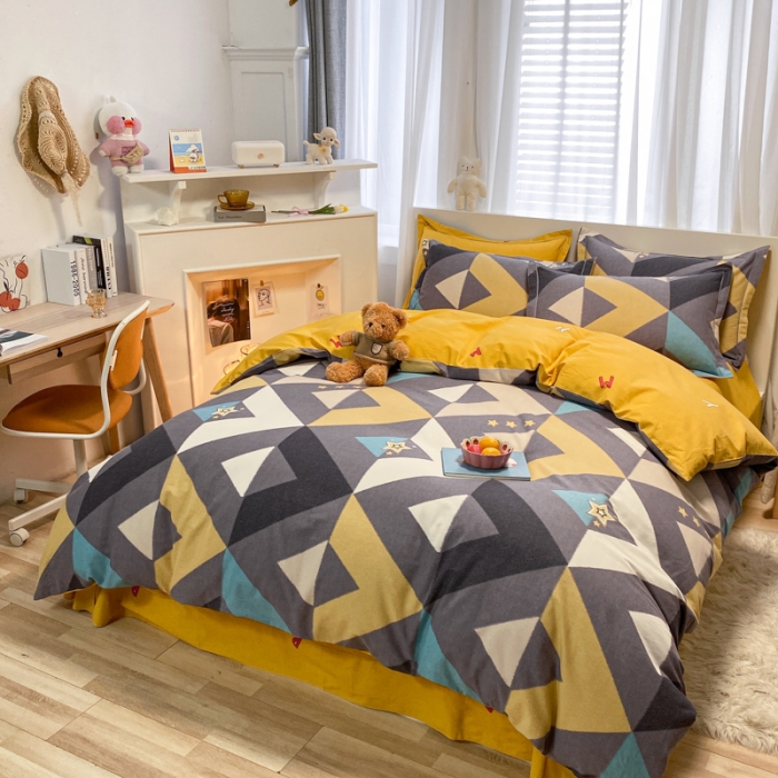 91家纺网 家纺一手货源 找家纺 金爱家 2021新款大版秋冬纯棉磨毛四件套 山葵