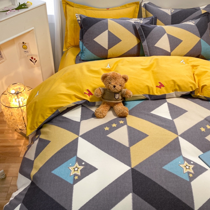 91家纺网 家纺一手货源 找家纺 金爱家 2021新款大版秋冬纯棉磨毛四件套 山葵