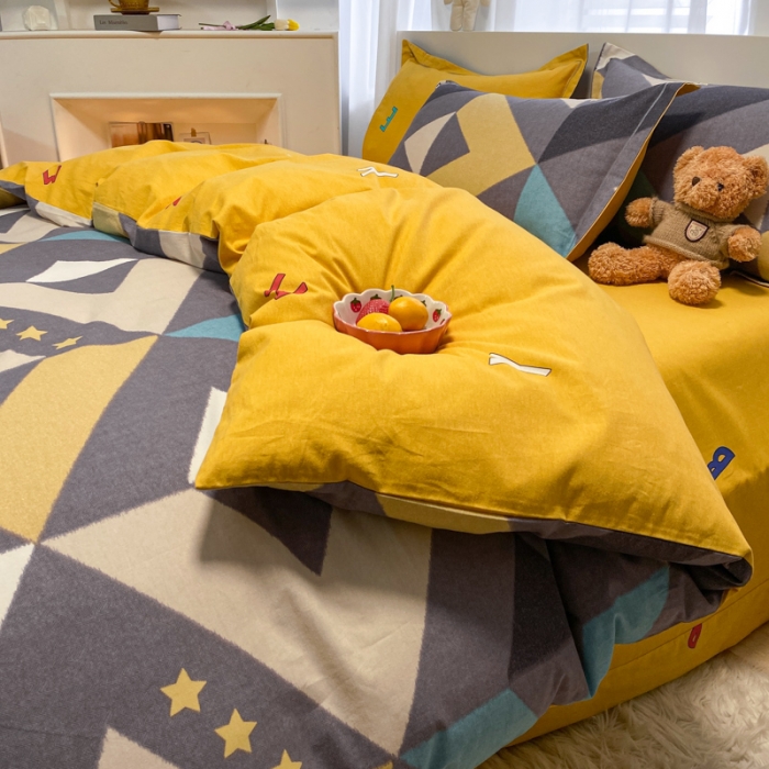 91家纺网 家纺一手货源 找家纺 金爱家 2021新款大版秋冬纯棉磨毛四件套 山葵