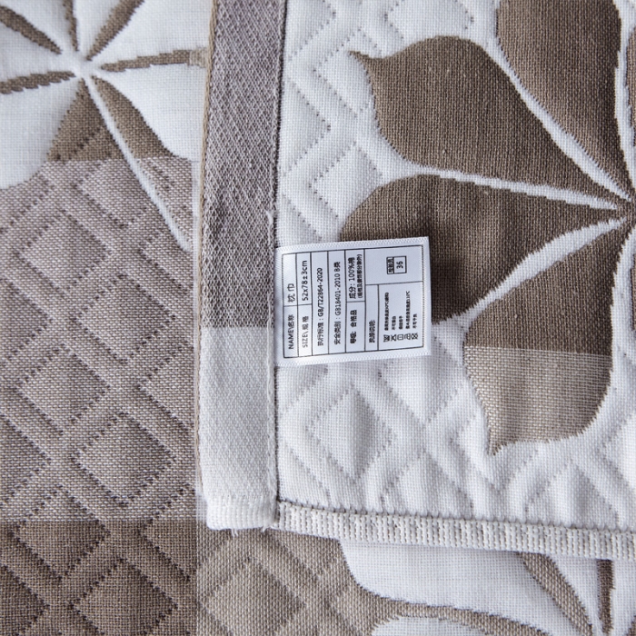 91家纺网 家纺一手货源 找家纺 朴尔 2021新款优棉格调风三层纱布枕巾 六叶草-咖