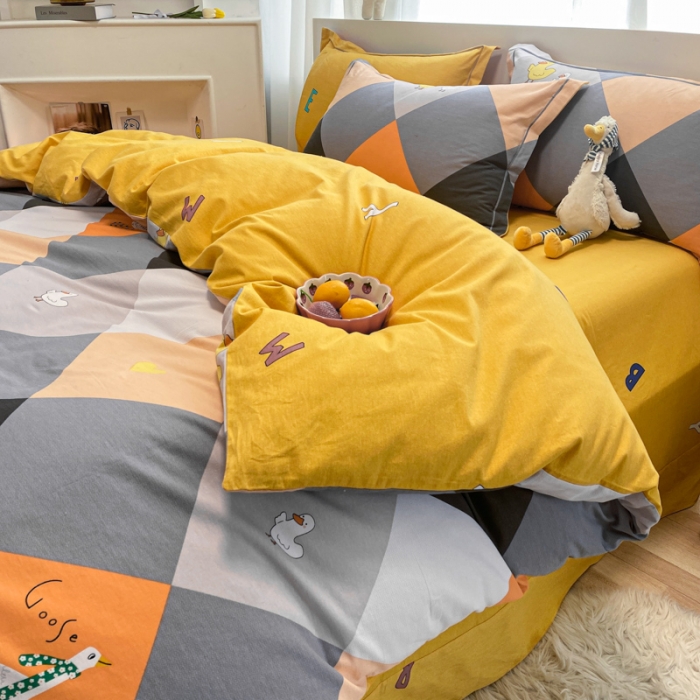 91家纺网 家纺一手货源 找家纺 金爱家 2021新款大版秋冬纯棉磨毛四件套 圣卡洛