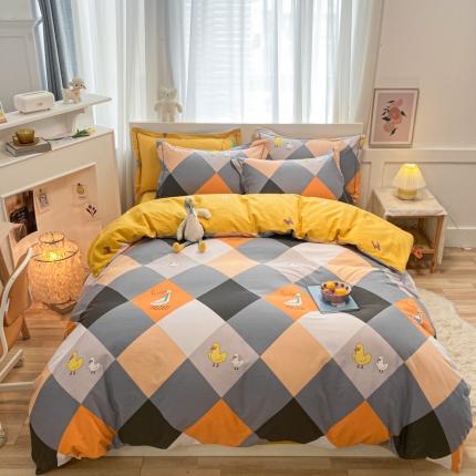 金爱家 2021新款大版秋冬纯棉磨毛四件套 圣卡洛