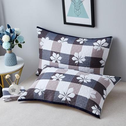 91家纺网 家纺一手货源 找家纺 朴尔 2021新款优棉格调风三层纱布枕巾 六叶草蓝