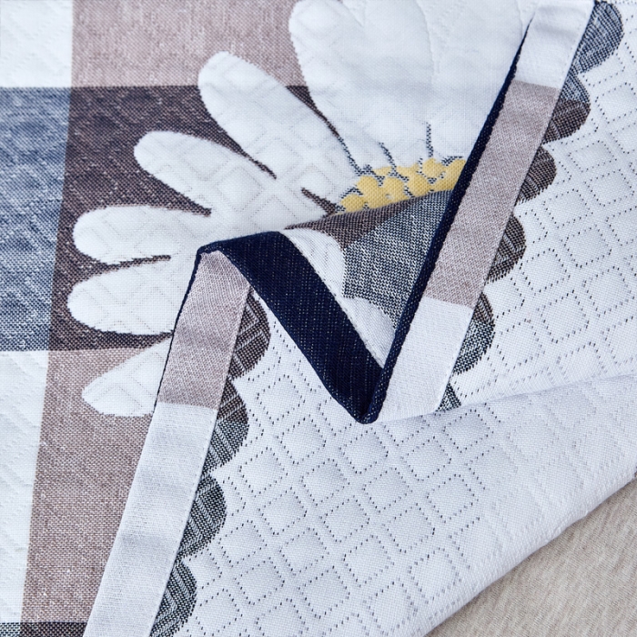 91家纺网 家纺一手货源 找家纺 朴尔 2021新款优棉格调风三层纱布枕巾 六叶草蓝