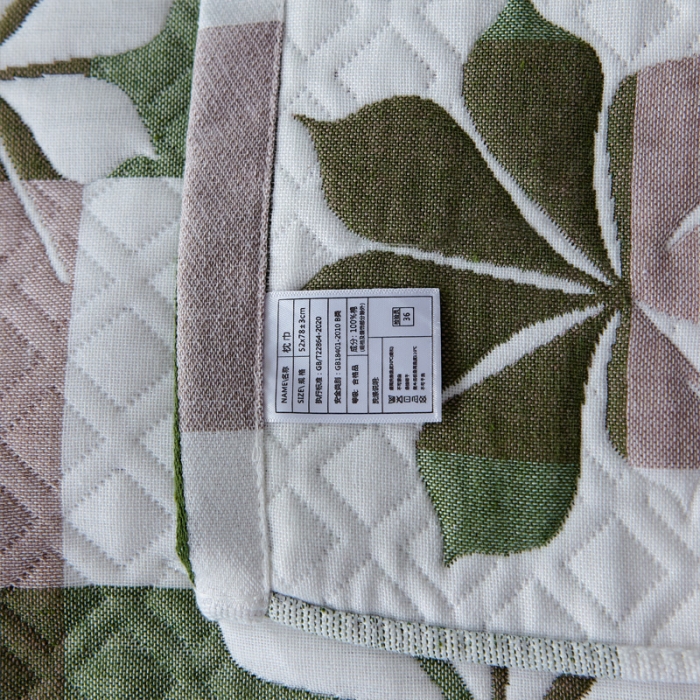91家纺网 家纺一手货源 找家纺 朴尔 2021新款优棉格调风三层纱布枕巾 六叶草-绿
