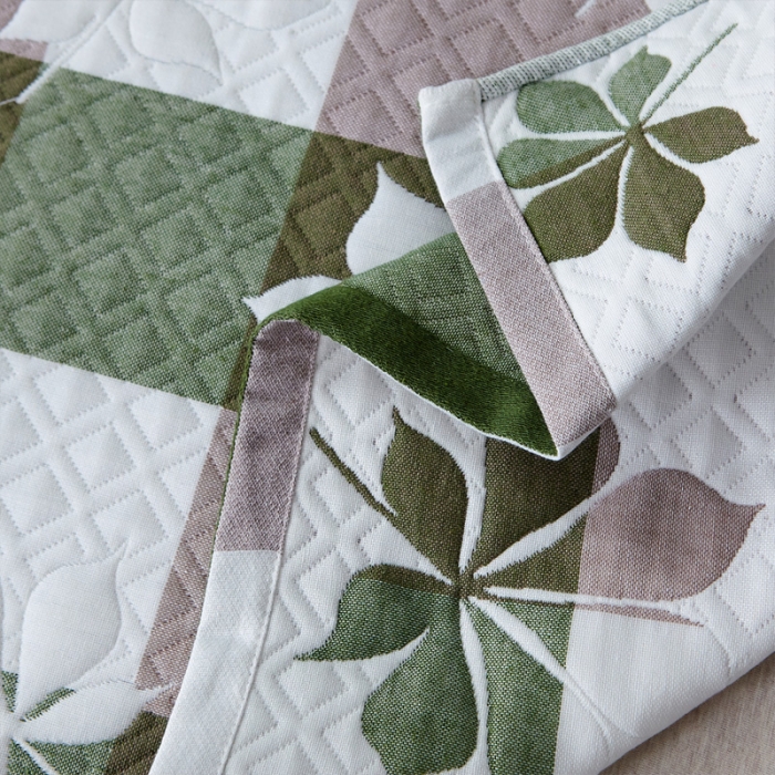 91家纺网 家纺一手货源 找家纺 朴尔 2021新款优棉格调风三层纱布枕巾 六叶草-绿