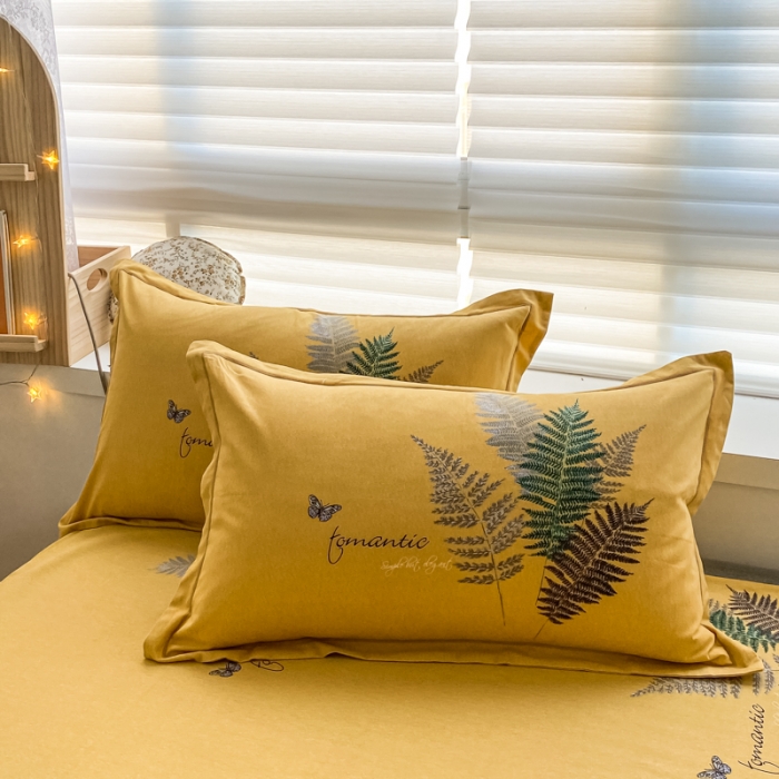 91家纺网 家纺一手货源 找家纺 金爱家 2021新款大版秋冬纯棉磨毛四件套 叶语浪漫