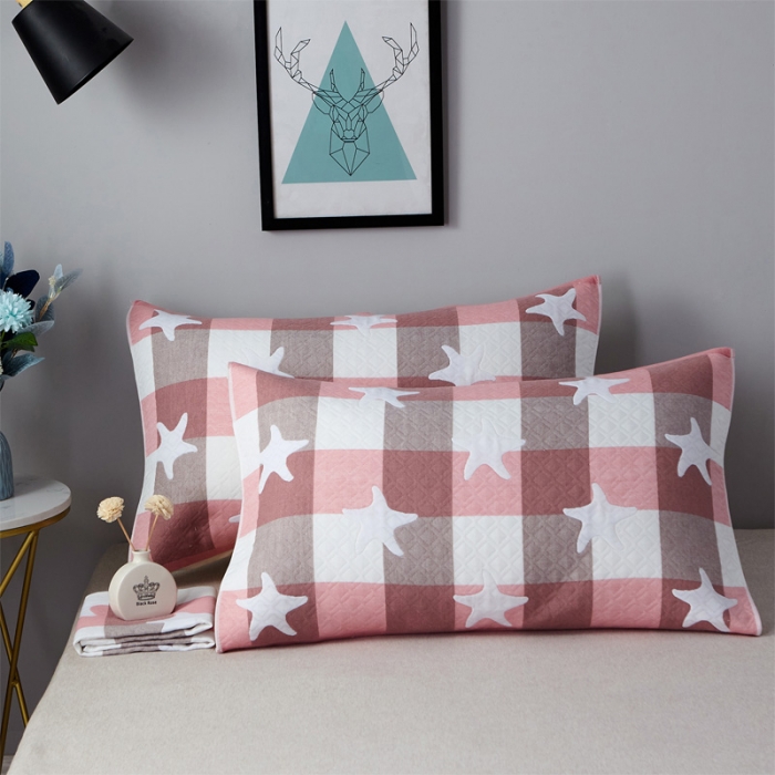 91家纺网 家纺一手货源 找家纺 朴尔 2021新款优棉格调风三层纱布枕巾 星语心愿-粉