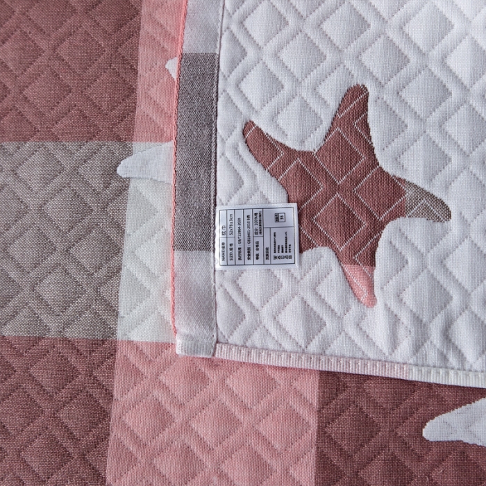 91家纺网 家纺一手货源 找家纺 朴尔 2021新款优棉格调风三层纱布枕巾 星语心愿-粉