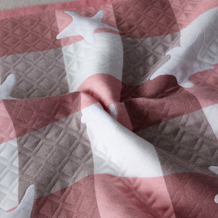 91家纺网 家纺一手货源 找家纺 朴尔 2021新款优棉格调风三层纱布枕巾 星语心愿-粉