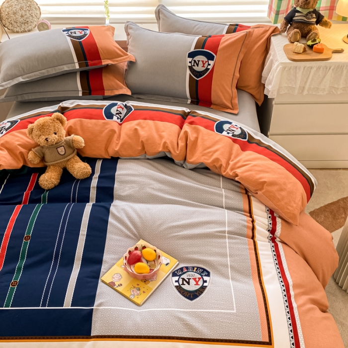 91家纺网 家纺一手货源 找家纺 金爱家 2021新款大版秋冬纯棉磨毛四件套 英伦世家