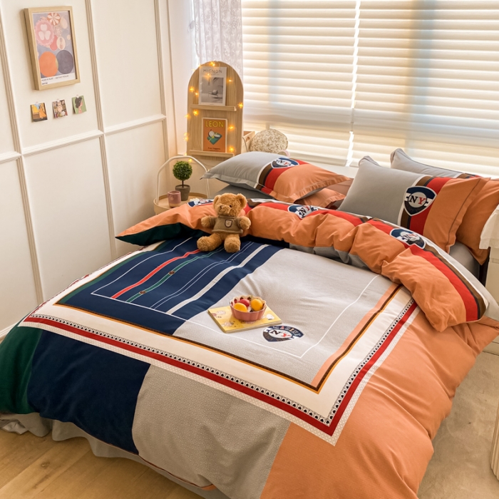 91家纺网 家纺一手货源 找家纺 金爱家 2021新款大版秋冬纯棉磨毛四件套 英伦世家