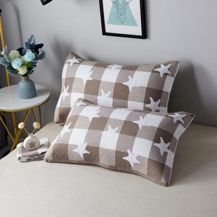 91家纺网 家纺一手货源 找家纺 朴尔 2021新款优棉格调风三层纱布枕巾 星语心愿-咖