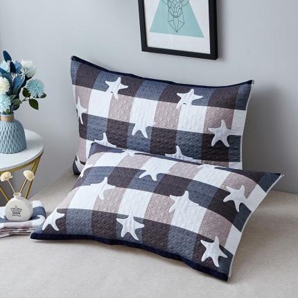 91家纺网 家纺一手货源 找家纺 朴尔 2021新款优棉格调风三层纱布枕巾 星语心愿蓝