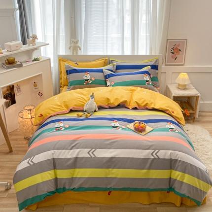 91家纺网 家纺一手货源 找家纺 金爱家 2021新款大版秋冬纯棉磨毛四件套 追光