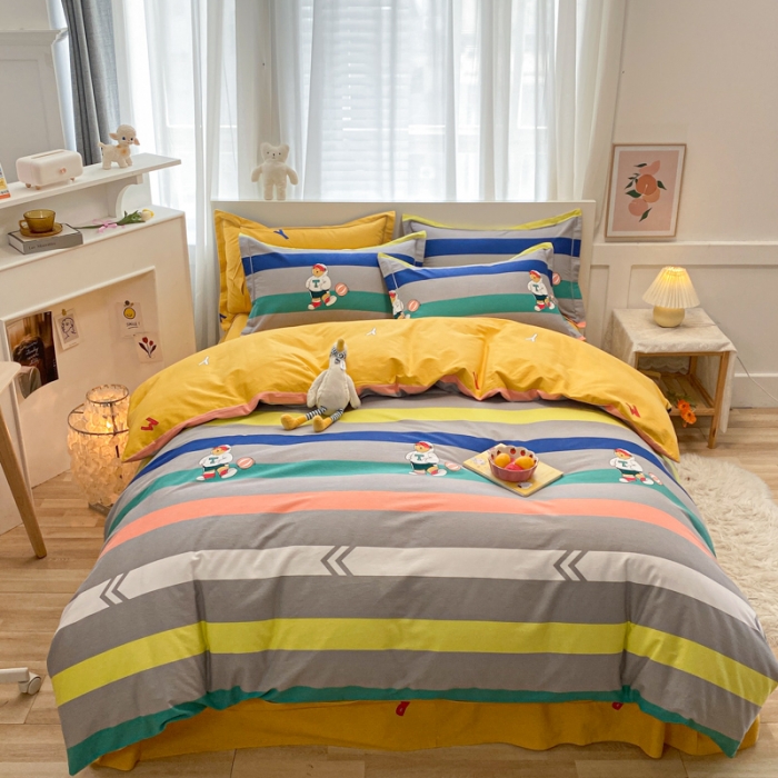 91家纺网 家纺一手货源 找家纺 金爱家 2021新款大版秋冬纯棉磨毛四件套 追光