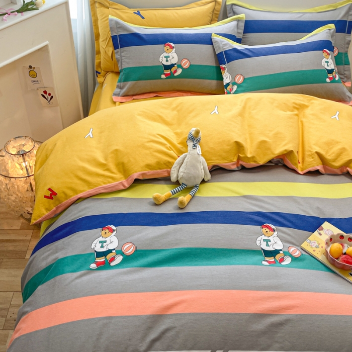 91家纺网 家纺一手货源 找家纺 金爱家 2021新款大版秋冬纯棉磨毛四件套 追光