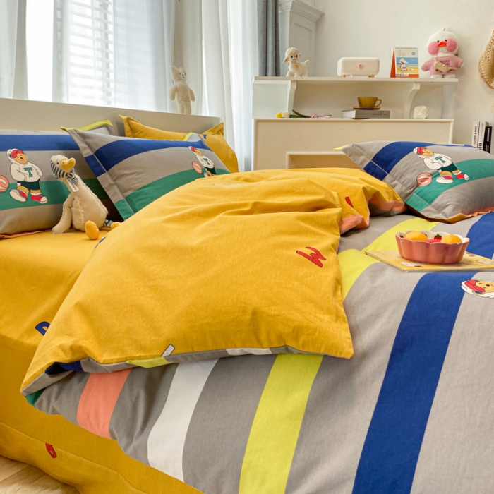 91家纺网 家纺一手货源 找家纺 金爱家 2021新款大版秋冬纯棉磨毛四件套 追光