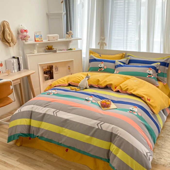 91家纺网 家纺一手货源 找家纺 金爱家 2021新款大版秋冬纯棉磨毛四件套 追光