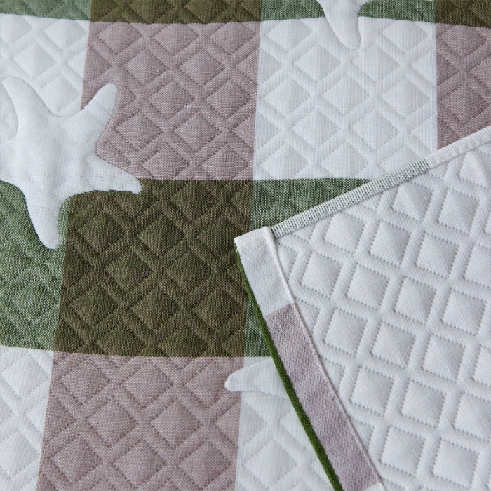 91家纺网 家纺一手货源 找家纺 朴尔 2021新款优棉格调风三层纱布枕巾 星语心愿-绿