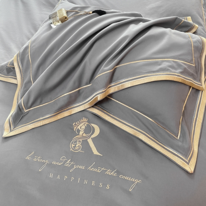 91家纺网 家纺一手货源 找家纺 2021秋冬简约160支加厚纯棉磨毛刺绣四件套简尚-高级灰