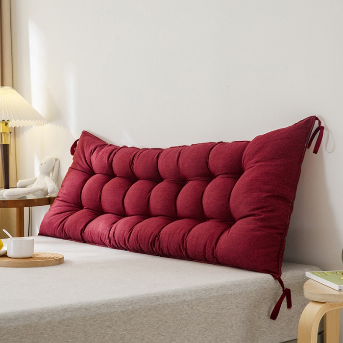 91家纺网 家纺一手货源 找家纺 永光 2021新款多功能靠垫靠背 防水酒红
