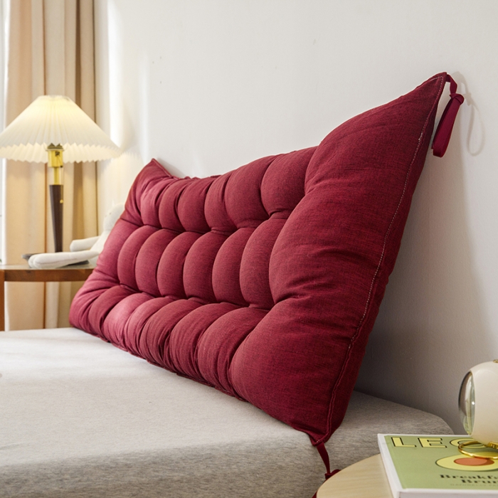 91家纺网 家纺一手货源 找家纺 永光 2021新款多功能靠垫靠背 防水酒红