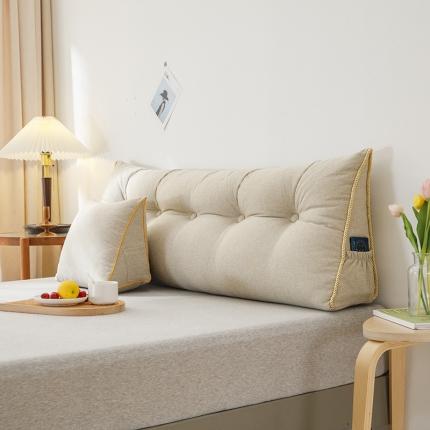 91家纺网 家纺一手货源 找家纺 （总）永光 新款亚麻三角靠垫 卧室长靠枕腰靠垫床头靠垫抱枕