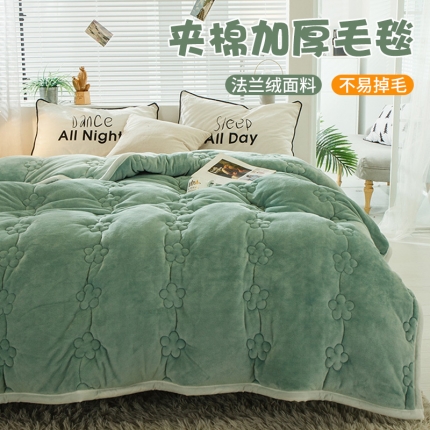 （总）恩和家纺 2024新款法莱绒夹棉毛毯梅花朵朵-系列