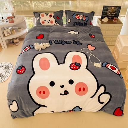 91家纺网 家纺一手货源 找家纺 （总）慕尚 2022新款北欧牛奶绒大版四件套实拍图