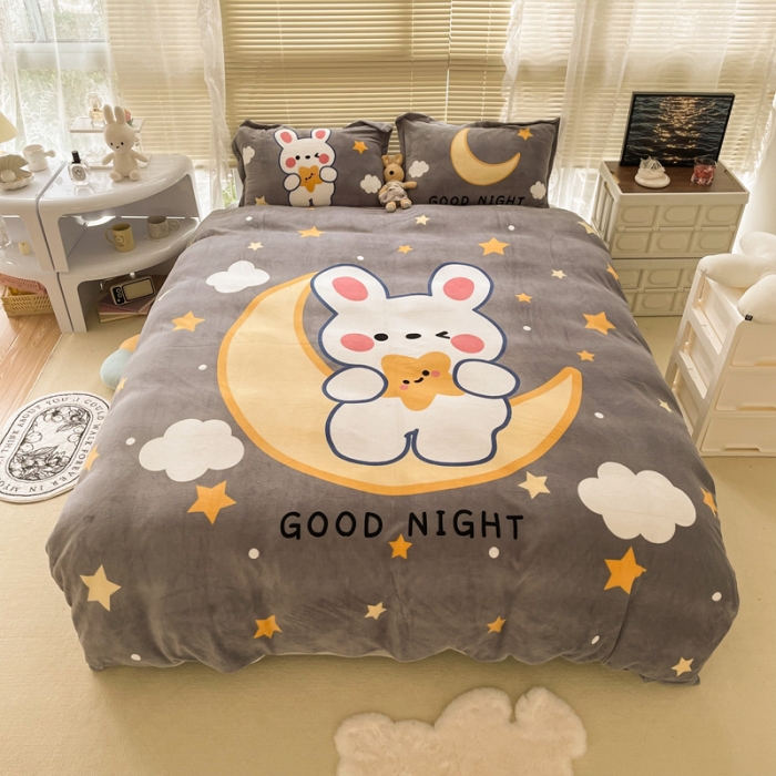 91家纺网 家纺一手货源 找家纺 （总）慕尚 2022新款北欧牛奶绒大版四件套实拍图