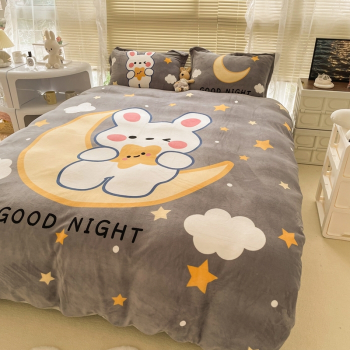 91家纺网 家纺一手货源 找家纺 （总）慕尚 2022新款北欧牛奶绒大版四件套实拍图