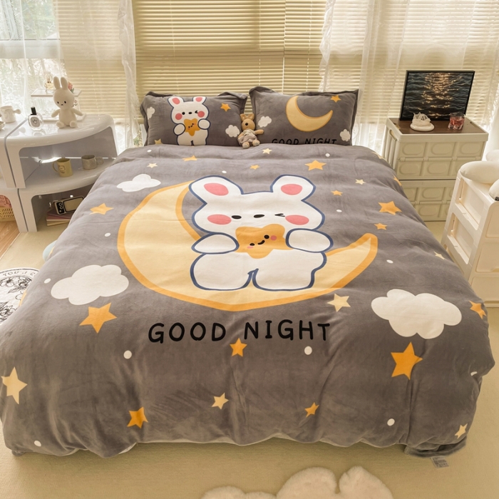 91家纺网 家纺一手货源 找家纺 （总）慕尚 2022新款北欧牛奶绒大版四件套实拍图