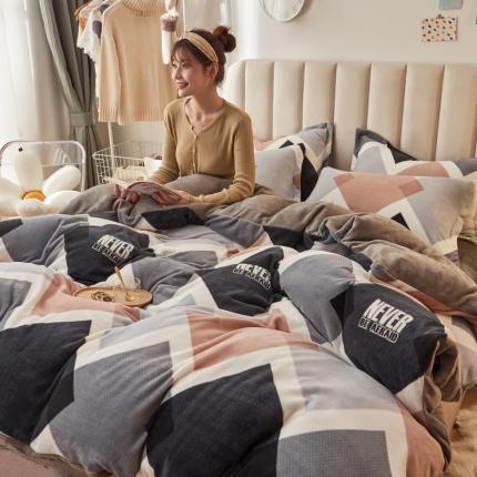 91家纺网 家纺一手货源 找家纺 （总）寐居家纺 2021新款印花牛奶绒四件套浅色调