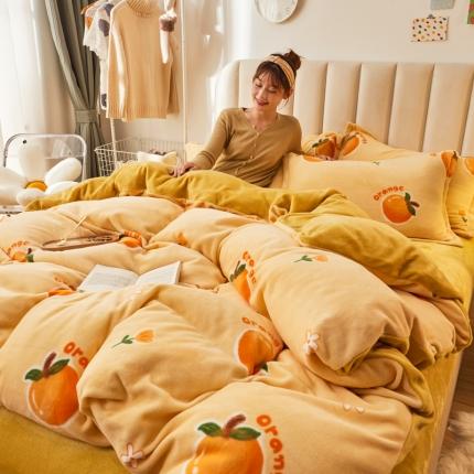 91家纺网 家纺一手货源 找家纺 （总）寐居家纺 2021新款印花牛奶绒四件套深色调