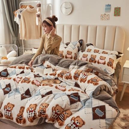 91家纺网 家纺一手货源 找家纺 （总）寐居家纺 2021新款牛奶绒单被套棚拍图