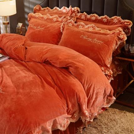 91家纺网 家纺一手货源 找家纺 恒爱2021新款轻奢系列刺绣款被套枕套 爱玛橙