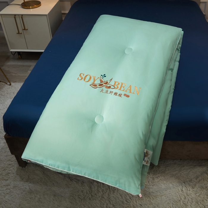 91家纺网 家纺一手货源 找家纺 天瑜家纺 2023洛卡棉冬被秋冬被子丝棉被芯 大豆被-水绿
