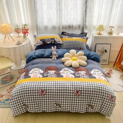 91家纺网 家纺一手货源 找家纺 寐居家纺 2021新款牛奶绒单被套实拍图 元气少女