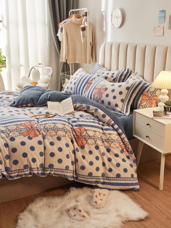 91家纺网 家纺一手货源 找家纺 寐居家纺 2021新款牛奶绒单被套棚拍图 波点诱惑