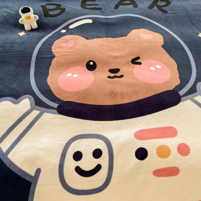 91家纺网 家纺一手货源 找家纺 慕尚 2022新款北欧牛奶绒大版四件套实拍图 太空熊宝