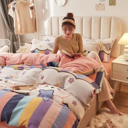 寐居家纺 2021新款牛奶绒单被套棚拍图 七彩熊