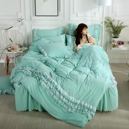 91家纺网 家纺一手货源 找家纺 （总）梦柏家纺 2021新款水洗棉蕾丝四件套