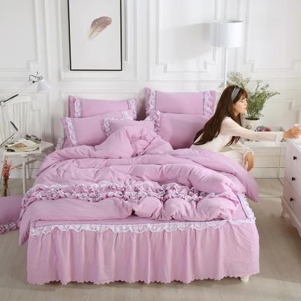 91家纺网 家纺一手货源 找家纺 （总）梦柏家纺 2021新款水洗棉蕾丝四件套