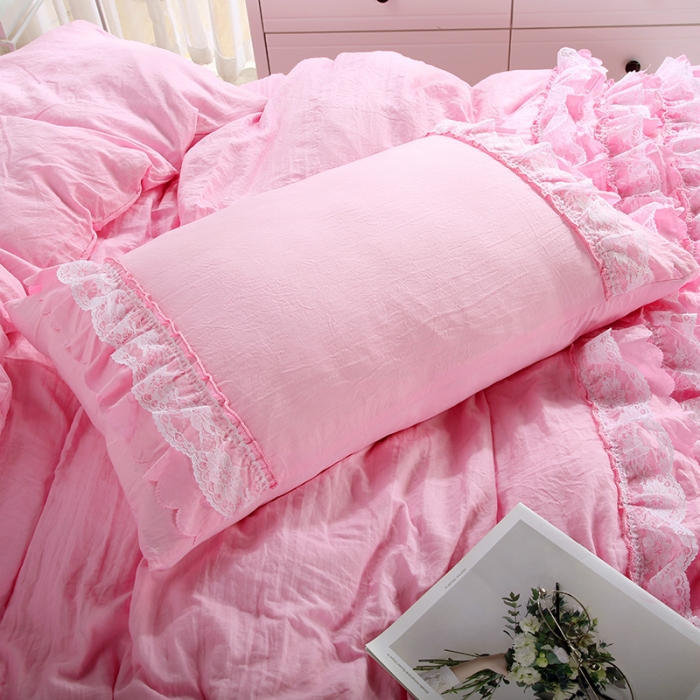 91家纺网 家纺一手货源 找家纺 （总）梦柏家纺 2021新款水洗棉蕾丝四件套