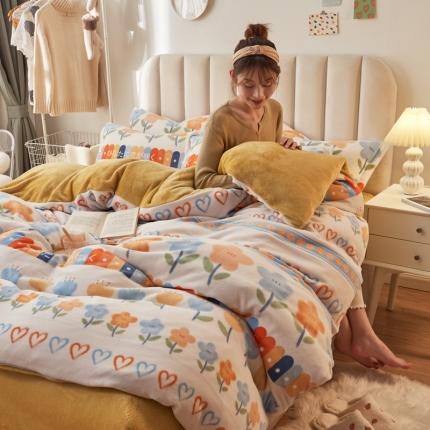 91家纺网 家纺一手货源 找家纺 寐居家纺 2021新款印花牛奶绒四件套浅色调 小时代