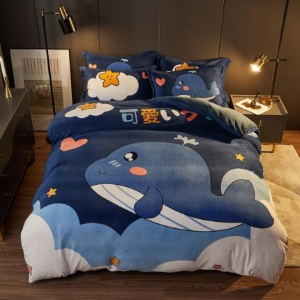 91家纺网 家纺一手货源 找家纺 （总）慕尚 2022新款北欧牛奶绒卡通大版四件套棚拍图