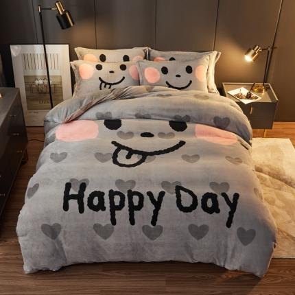 91家纺网 家纺一手货源 找家纺 （总）慕尚 2022新款北欧牛奶绒卡通大版四件套棚拍图