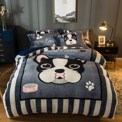 91家纺网 家纺一手货源 找家纺 （总）慕尚 2022新款北欧牛奶绒卡通大版四件套棚拍图