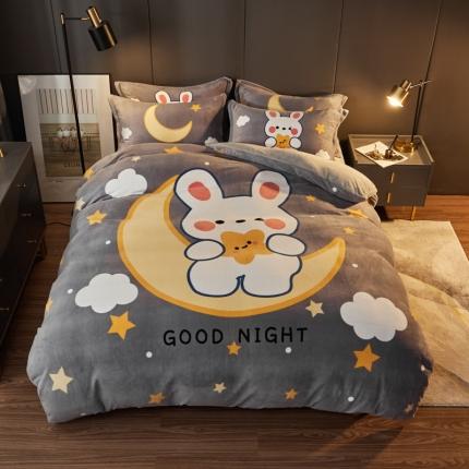 91家纺网 家纺一手货源 找家纺 （总）慕尚 2022新款北欧牛奶绒卡通大版四件套棚拍图